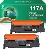 A product shot of two toner cartridges and their packaging, featuring a graphic of hands holding the Earth. Produktbild-Vorschau