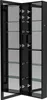 A black LED mirror cabinet with glass shelves. Voir les images du produit