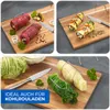 A collage of three images showing different food items being prepared or presented with kitchen tools on wooden cutting boards. Produktbild-Vorschau