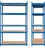 Two blue metal shelving units with wooden shelves are shown against a white background. Náhled obrázku produktu