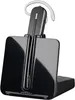 A black headset and its charging base are shown against a white background. Produktbild-Vorschau
