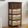 Rebecca Mobili Commode 5 tiroirs en bois et osier Voir les images du produit 6