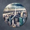 Glasuhr Wanduhr Küchenuhr Echt-Glas 30fi cm Stadt blau Produktbild-Vorschau 2