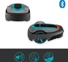 A marketing image showing two views of a robotic lawnmower and three feature icons at the bottom. Produktbild-Vorschau