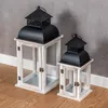2er Set Laterne Weiß Holz Metall Kerzenhalter Windlicht Produktbild-Vorschau 5