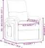 A line drawing of a recliner chair with measurements and labels. Produktbild-Vorschau
