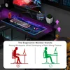A computer desk setup with a monitor, keyboard, mouse, and decorative items, along with an infographic illustrating ergonomic posture. Podgląd zdjęcia produktu