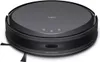 A black robot vacuum cleaner is shown from a slightly elevated front-left angle against a white background. Produktbild-Vorschau