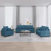 vidaXL 3-tlg. Sofagarnitur mit Kissen Blau Samt Produktbild-Vorschau 2