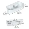 Two white plastic storage containers with dimensions labeled in centimeters and inches. Náhled obrázku produktu