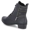 A black boot with a plaid shaft insert and a zipper. Voir les images du produit