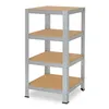 A four-tier metal shelving unit with particleboard shelves, shown against a white background. Anteprima dell’immagine prodotto