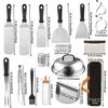 28tlg Grillset Edelstahl 1,5mm Profi Spatel Garhaube Tasche Produktbild-Vorschau 2