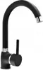 A black kitchen faucet with a silver accent at the spout and base, set against a white background. Produktbild-Vorschau