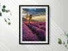 Landschaft eines Lavendelfeldes– Wandbild mit Rahmen – Produktbild-Vorschau 2