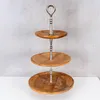 Holz Etagere 3 Etagen H60cm Mangoholz Metall Servierplatte Produktbild-Vorschau 4