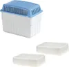 A dehumidifier unit and two refill packs are shown against a white background. Produktbild-Vorschau