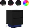 vidaXL Nachttische mit LED-Leuchten 2 Stk. Schwarz 38x34x50 Produktbild-Vorschau 2