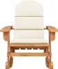 A front view of a wooden rocking chair with a cream cushion, isolated on a white background. Voir les images du produit