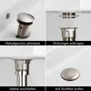 A collage of four images showing the installation steps of a sink drain assembly. Produktbild-Vorschau