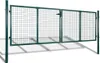 A green metal garden gate with a mesh infill, shown outdoors with shadows cast on the ground. Náhled obrázku produktu