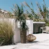 A potted plant and a lantern are placed on a patio next to a hot tub. Anteprima dell’immagine prodotto