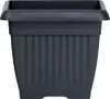 A dark gray square planter pot shown from the front. Voir les images du produit