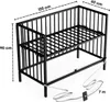 Beistellbett 60x120 cm mit Umbauseite & Rollen -BLACK Produktbild-Vorschau 13