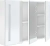 A white LED bathroom mirror cabinet with its doors open, showing the interior shelves. Náhled obrázku produktu