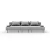 A modern, three-piece gray sofa set with three back cushions and one armrest cushion, presented against a white background. Podgląd zdjęcia produktu