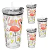 Relaxdays Trinkgläser 4er Set, Flamingo-Motiv, Deckel & Produktbild-Vorschau 11