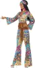 Flower Power Hippie Kostüm, Mehrfarbig, mit Oberteil, Hose, Produktbild-Vorschau 2