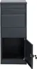 A dark gray parcel box with its bottom door open, revealing the interior. Two keys are visible near the open door. Anteprima dell’immagine prodotto