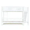 A white bunk bed with a ladder and stairs on the right side, and a ladder on the left side. The bed frame is made of wood. Anteprima dell’immagine prodotto
