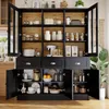Hoge kast 140 x 38,5 x 175 cm met vitrinedeuren, laden, Productafbeelding-voorbeeld 3