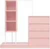 A pink wardrobe set with drawers and shelves, presented on a white background. Anteprima dell’immagine prodotto