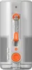 The back of a white portable speaker with an orange lanyard and controls. Náhľad obrázku produktu