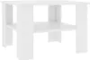 A white coffee table with a shelf in the middle, shown from a front-side angle on a white background. Produktbild-Vorschau