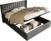 A bed with its storage compartment open, showing storage baskets inside. Náhled obrázku produktu