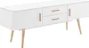 A white TV stand with wooden legs and handles against a white background. Anteprima dell’immagine prodotto