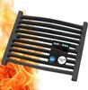 A black cast iron grate with flames in the background. Produktbild-Vorschau