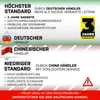 A comparison of buying from a German seller versus a Chinese seller, highlighting benefits and drawbacks. Produktbild-Vorschau