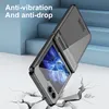 A phone case is shown in a dynamic pose, appearing to be dropped onto a cracked surface, with stairs in the background. Náhled obrázku produktu