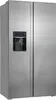 A silver side-by-side refrigerator with a water dispenser. Podgląd zdjęcia produktu