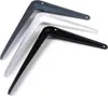 Three shelf brackets in different colors (gray, white, and black) are arranged diagonally on a white background. Produktbild-Vorschau