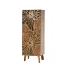 A tall, narrow cabinet with a decorative pattern on the front, standing on four legs. Anteprima dell’immagine prodotto