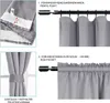 Collage showing different ways to hang curtains and a detail of the fabric. Produktbild-Vorschau