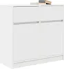 A white sideboard with two doors and a drawer on top, placed on a white background. Produktbild-Vorschau