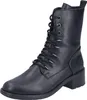 A black lace-up boot is shown against a white background. Podgląd zdjęcia produktu