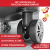 Close-up view of the wheels of a suitcase, highlighting their features. Produktbild-Vorschau